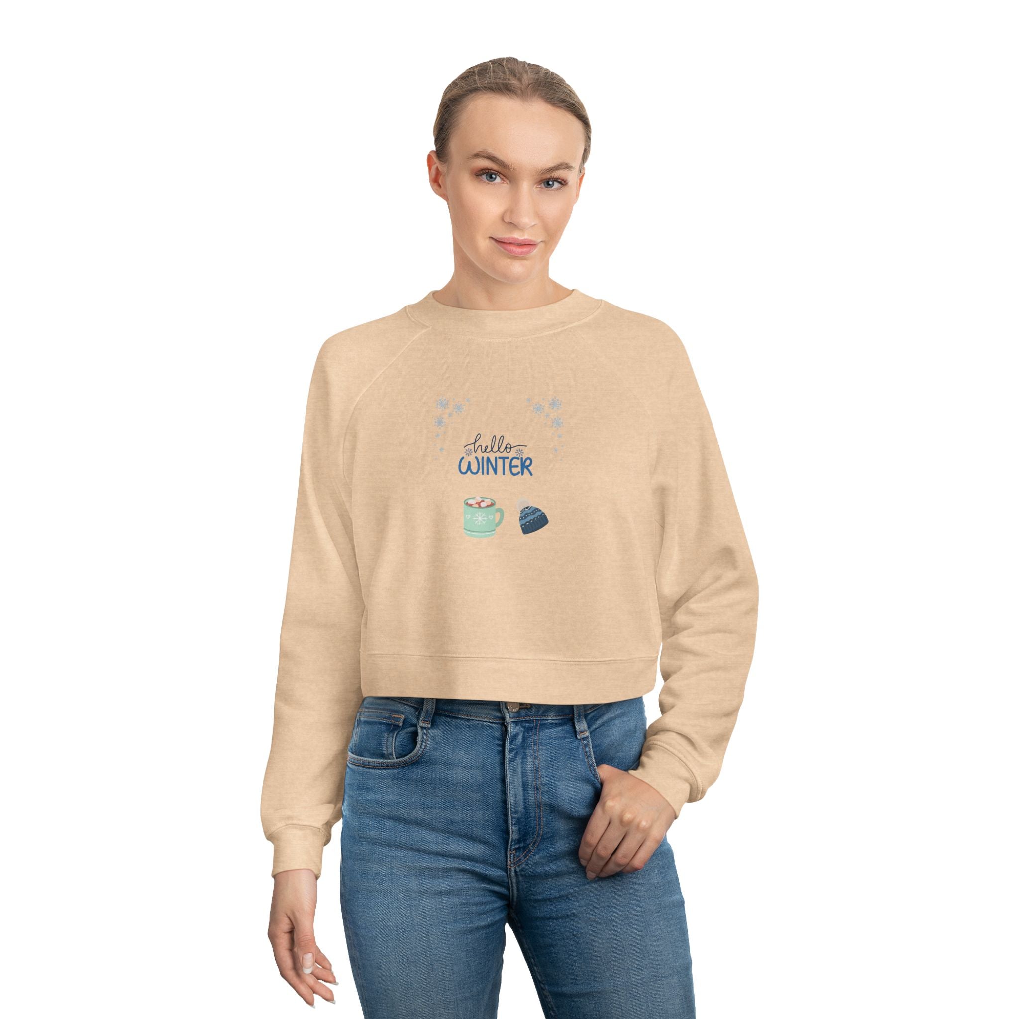 Hello Winter-Cropped Sweatshirt